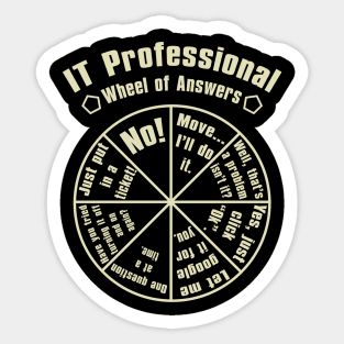 IT Professional Wheel Of Answers Coding Software Developer Sticker